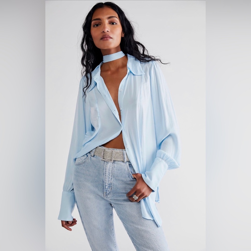 Free People LaLa blouse in Neon Sky